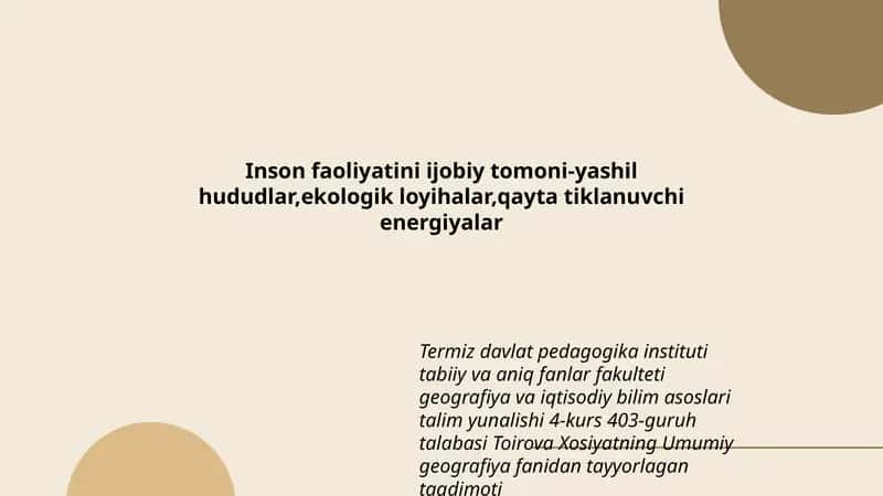 Xosiyatning Umumiy Geografiya fanidan tayyorlagan taqdimoti