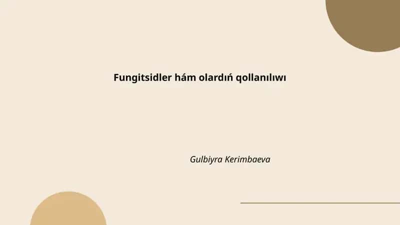Fungitsidlar hám olardıń qollanılıwı