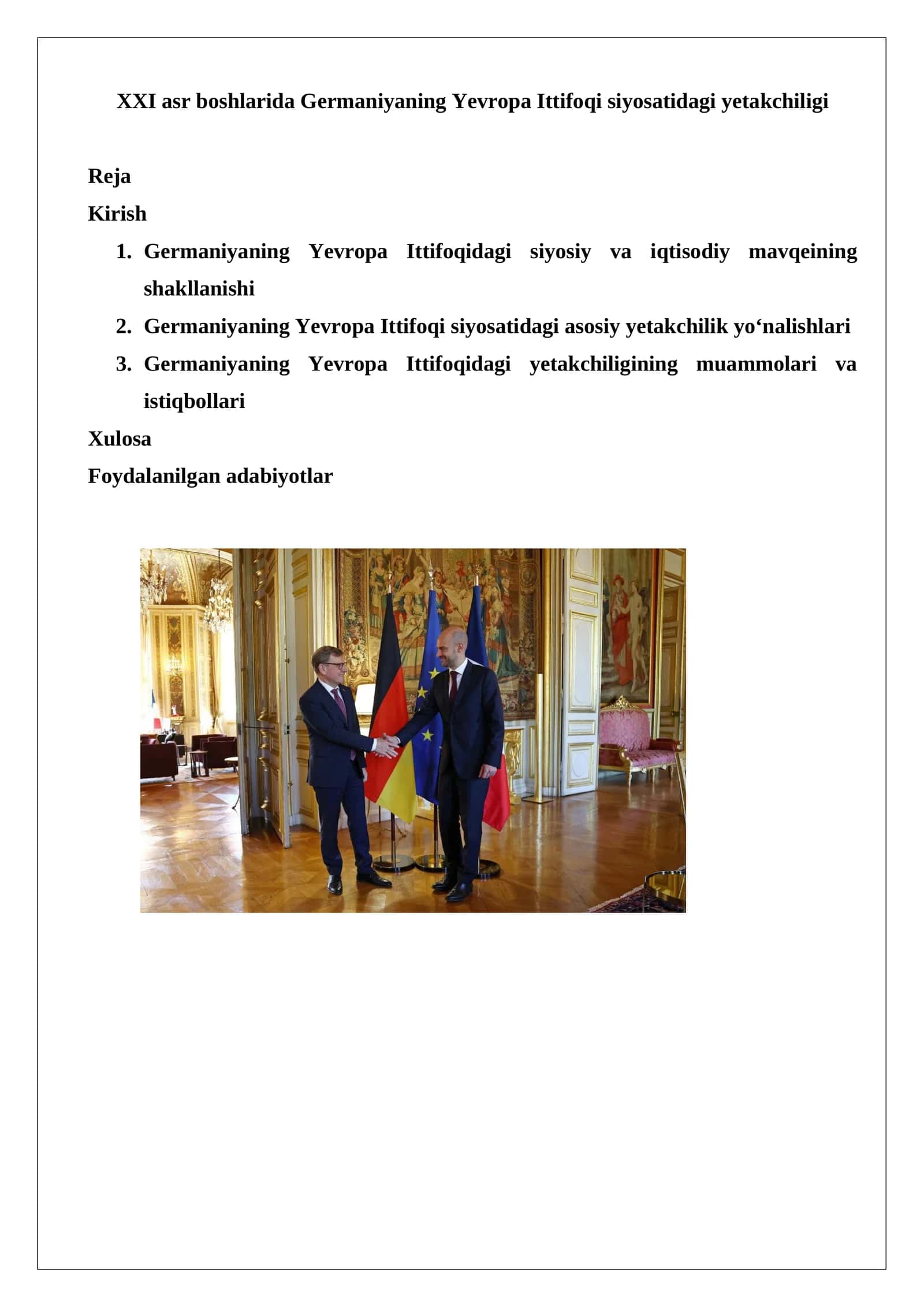 XXI asr boshlarida Germaniyaning Yevropa Ittifoqi siyosatidagi yetakchiligi