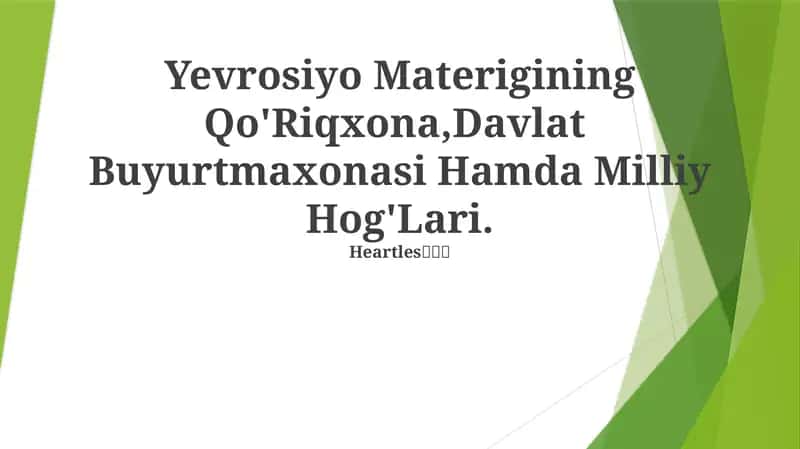 Yevrosiyo Materigining Qo'Riqxona,Davlat Buyurtmaxonasi Hamda Milliy Hog'Lari