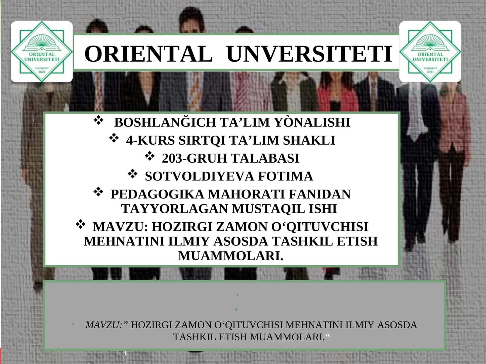 HOZIRGI ZAMON O‘QITUVCHISI MEHNATINI ILMIY ASOSDA TASHKIL ETISH MUAMMOLARI