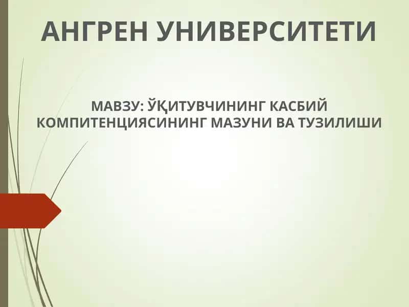 ЎҚИТУВЧИНИНГ КАСБИЙ КOМПИТЕНЦИЯСИНИНГ МАЗУНИ ВА ТУЗИЛИШИ