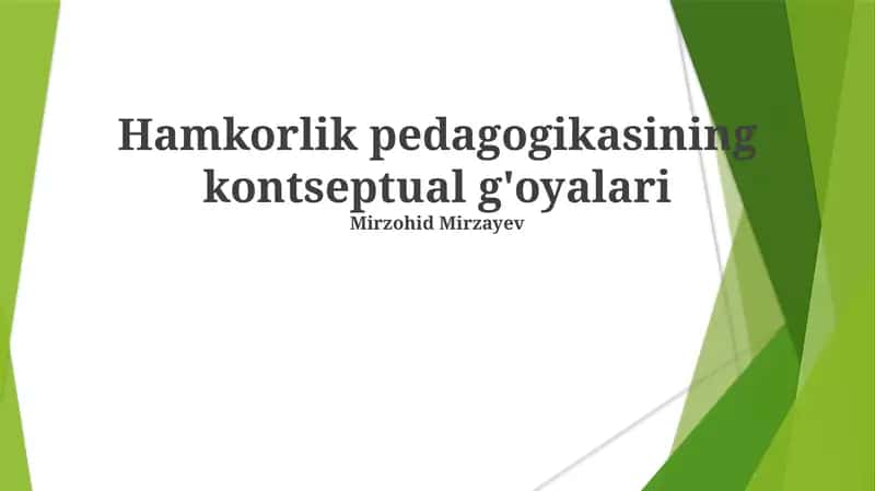 Hamkorlik pedagogikasining kontseptual g'oyalari