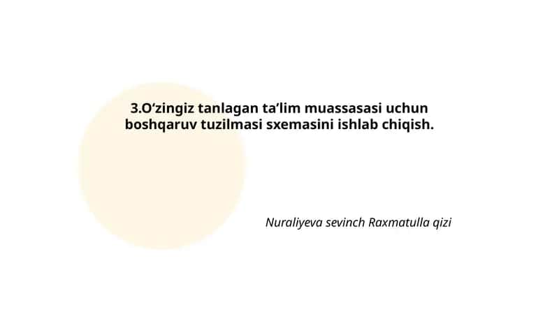 Ta'lim muassasasi boshqaruv tuzilmasi sxemasini ishlab chiqish