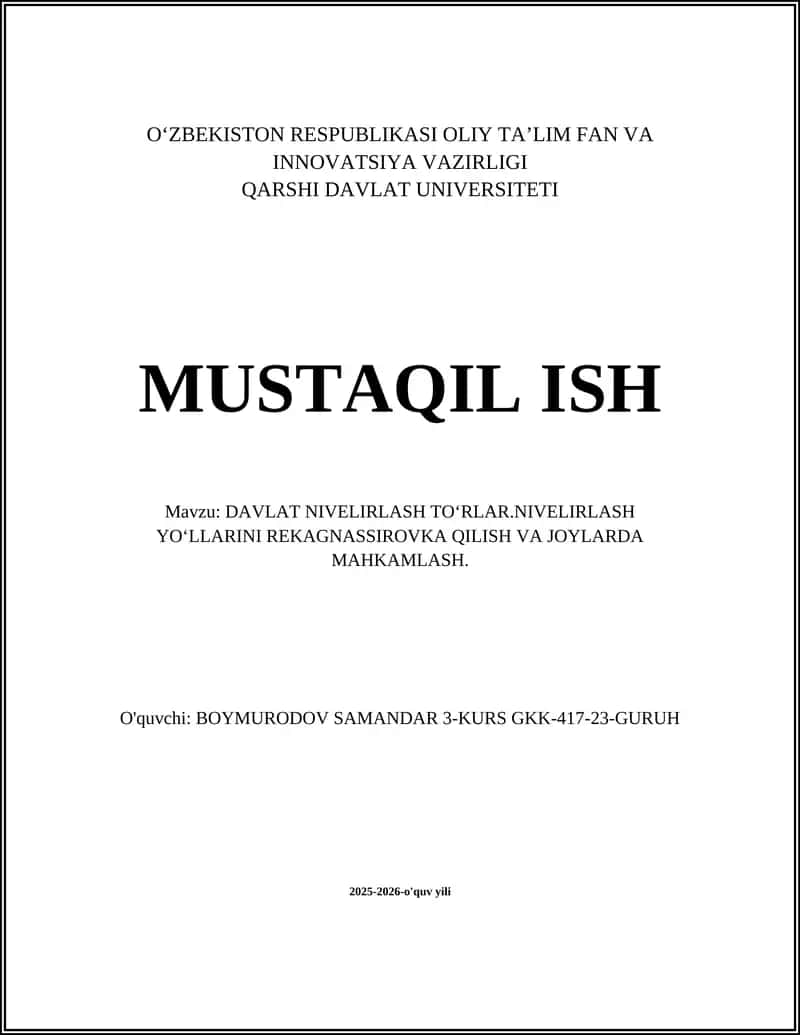 Davlat nivelirlash tarmoqlari
