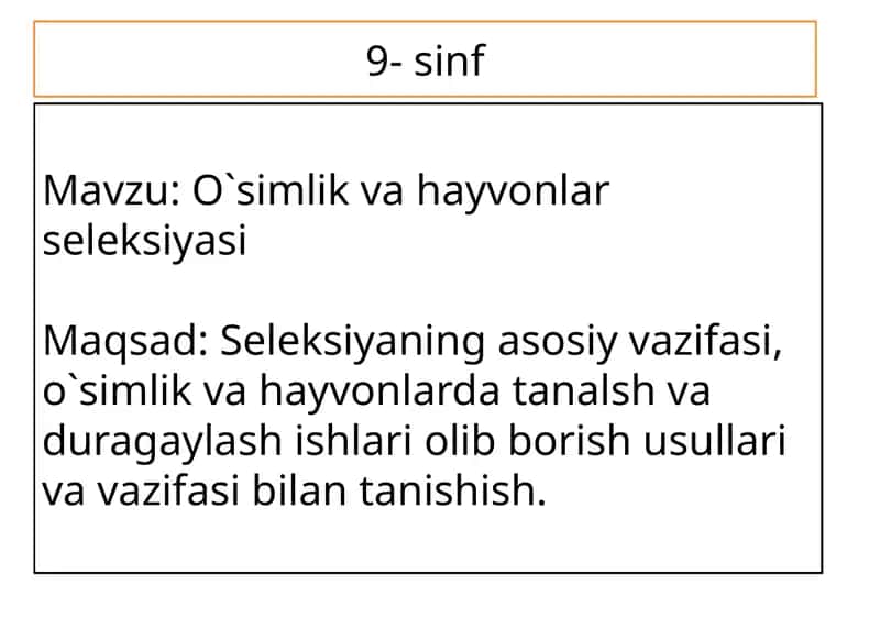 O`simlik va hayvonlar seleksiyasi