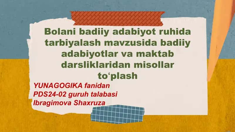 Bolani badiiy adabiyot ruhida tarbiyalash