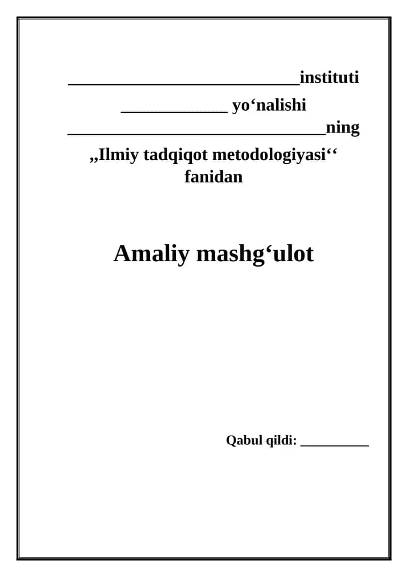 Magistrlik dissertatsiyasi tuzilmasi.