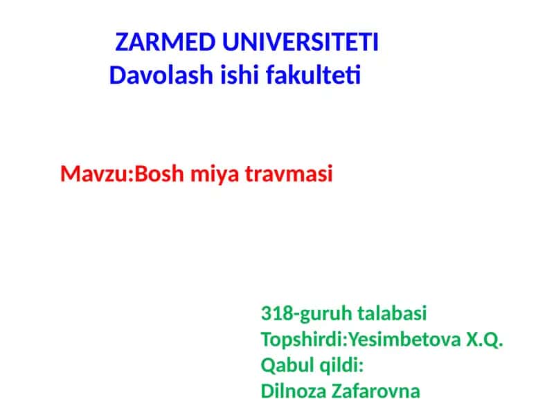 Bosh miya travmasi