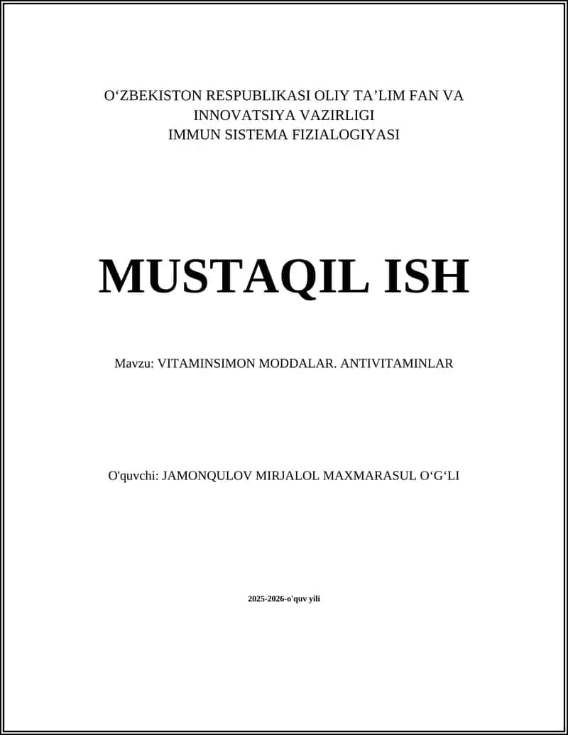 IMMUN SISTEMA FIZIALOGIYASI