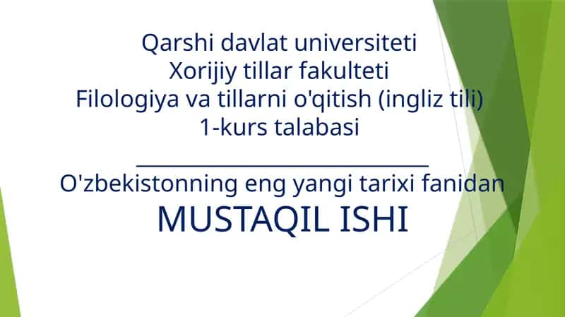 Xorijiy tillar fakulteti Filologiya va tillarni o'qitish (ingliz tili) 1-kurs talabasi
