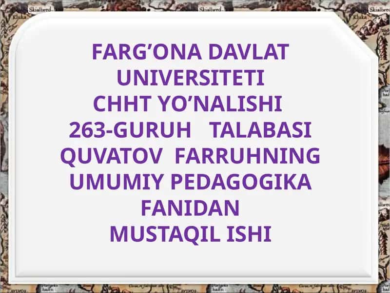 Pedagogik Fanining Tarixi