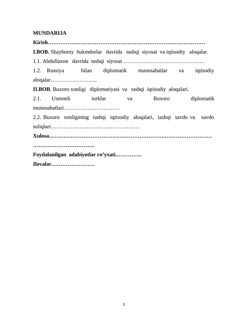 Buxoro xonligi diplomatiyasi va tashqi iqtisodiy aloqalari