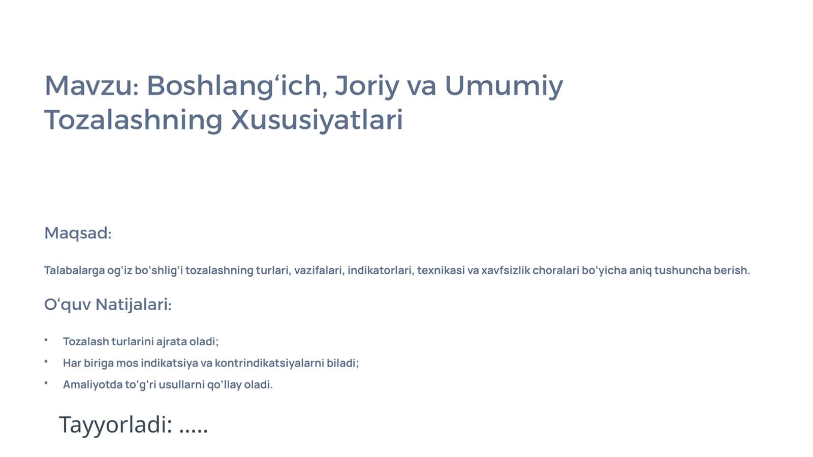 Og‘iz Bo‘shlig‘ini Tozalashning Mazmuni