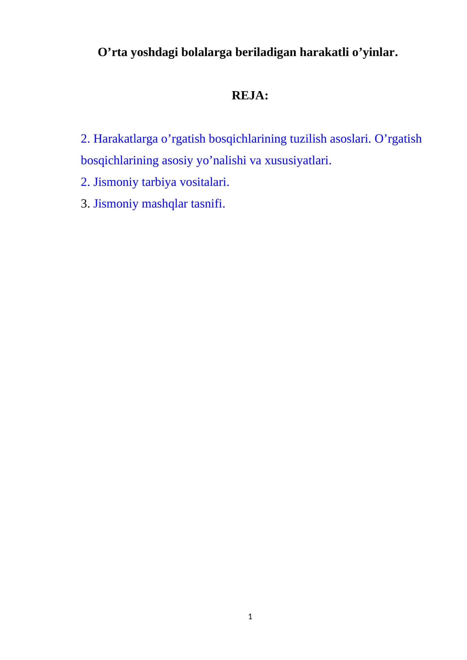 O'yinlar jismoniy tarbiya uchun
