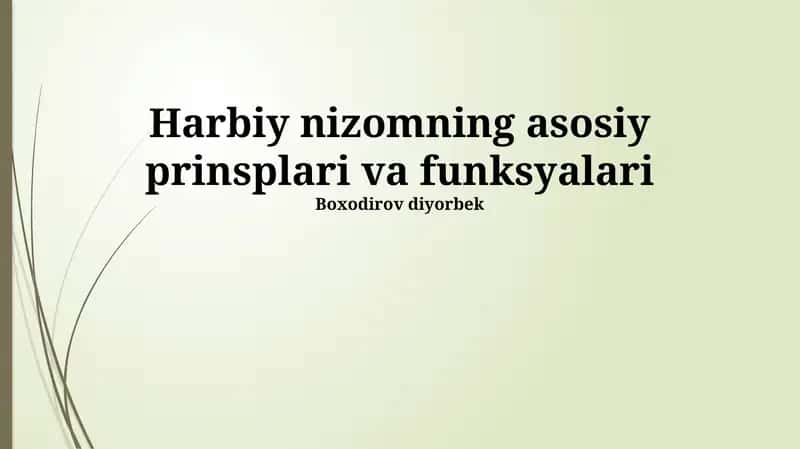 Harbiy Nizomning Asosiy Prinsiplari va Funksiyalari
