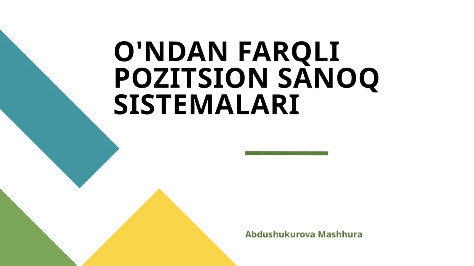 O'NDAN FARQLI POZITSION SANOQ SISTEMALARI