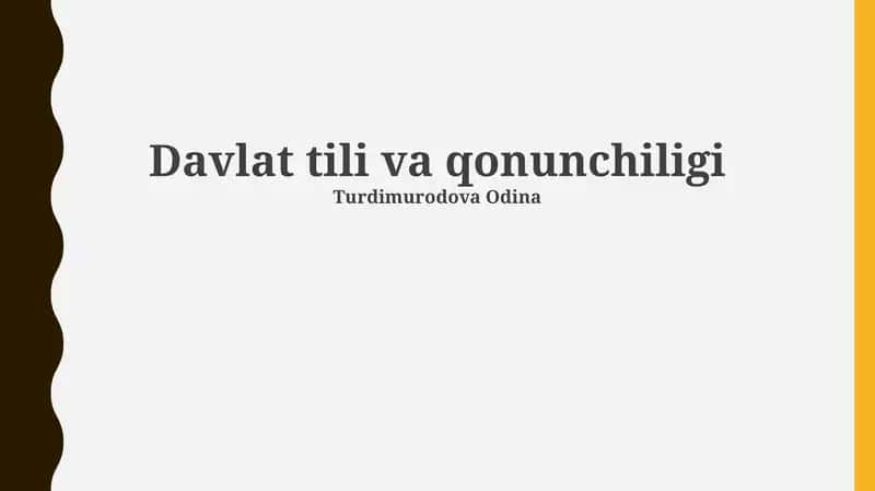 Davlat tili va qonunchiligi