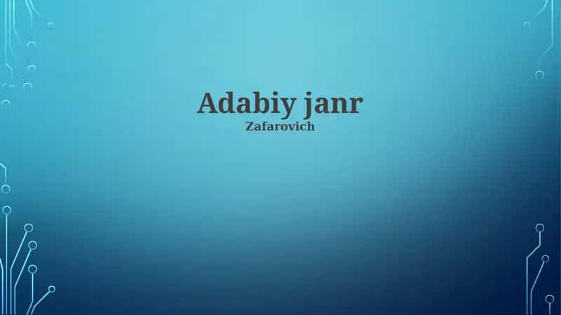 Janr tasnifi
