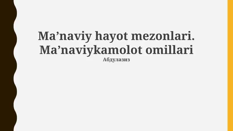 Ma’naviy hayot mezonlari
