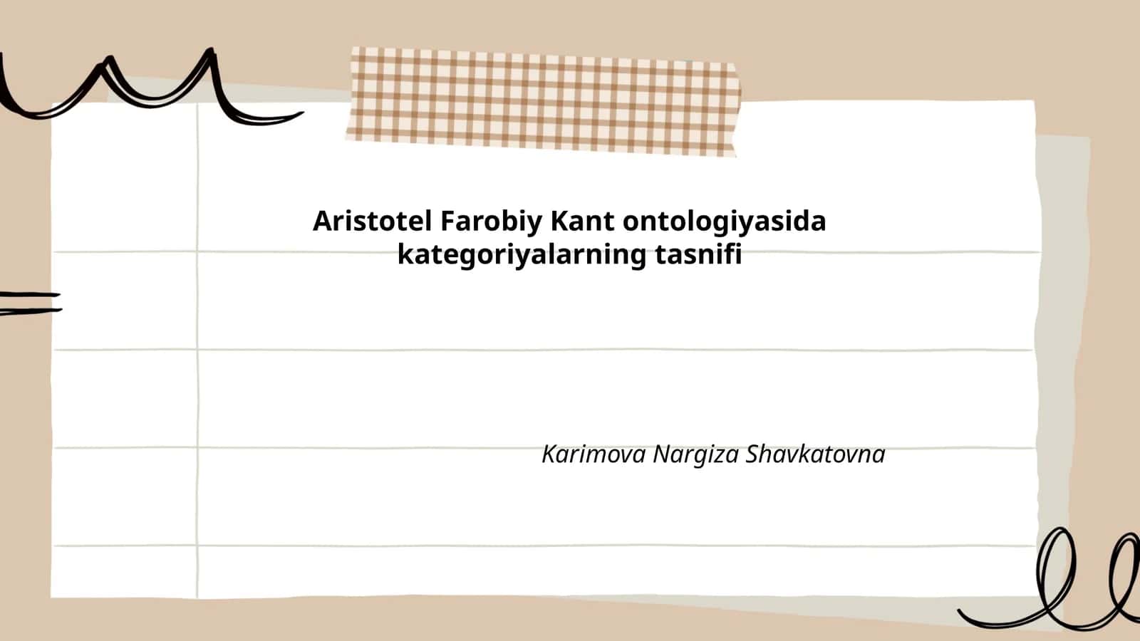 Aristotel Farobiy Kant ontologiyasida kategoriyalarning tasnifi