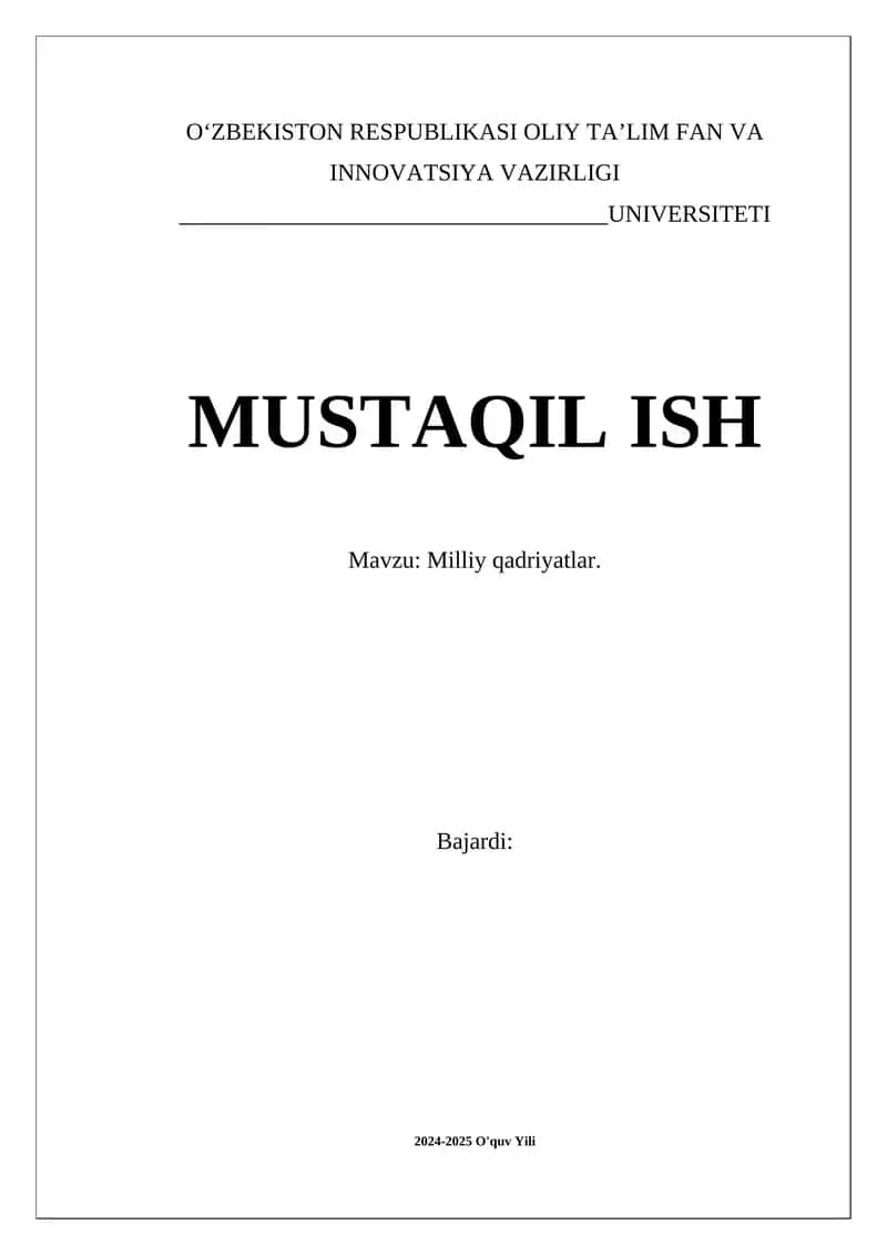 Milliy qadriyatlar