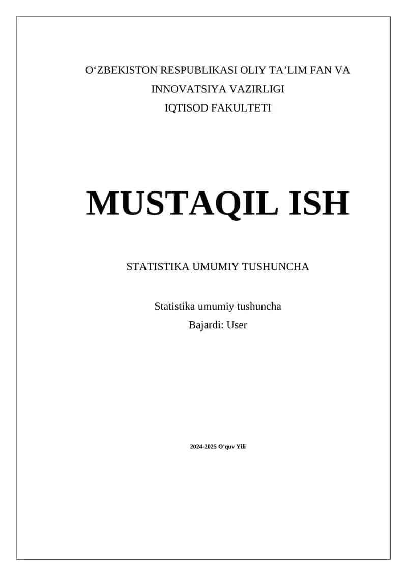 Statistika Umumiy Tushuncha