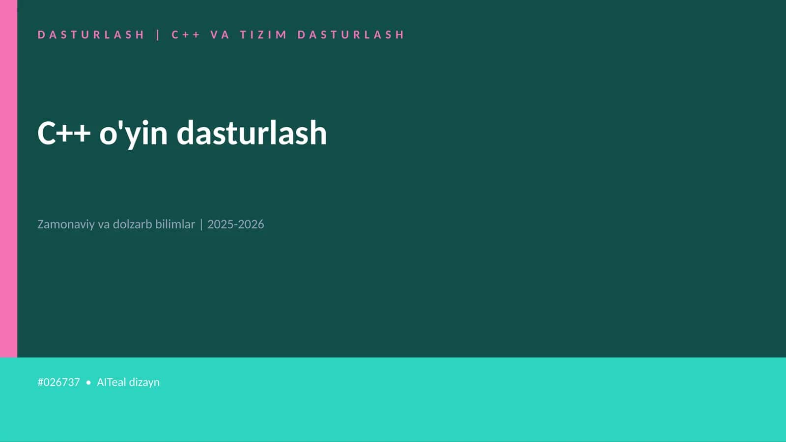 C++ VA TIZIM DASTURLASH