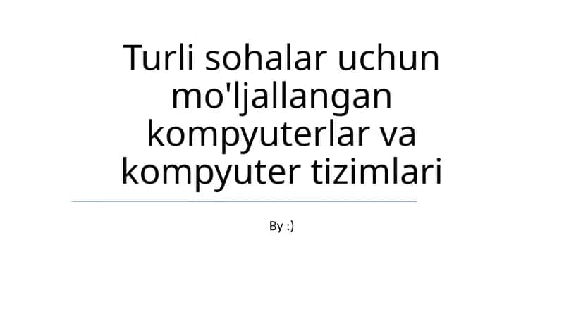 Maxsus Kompyuter Tizimlari