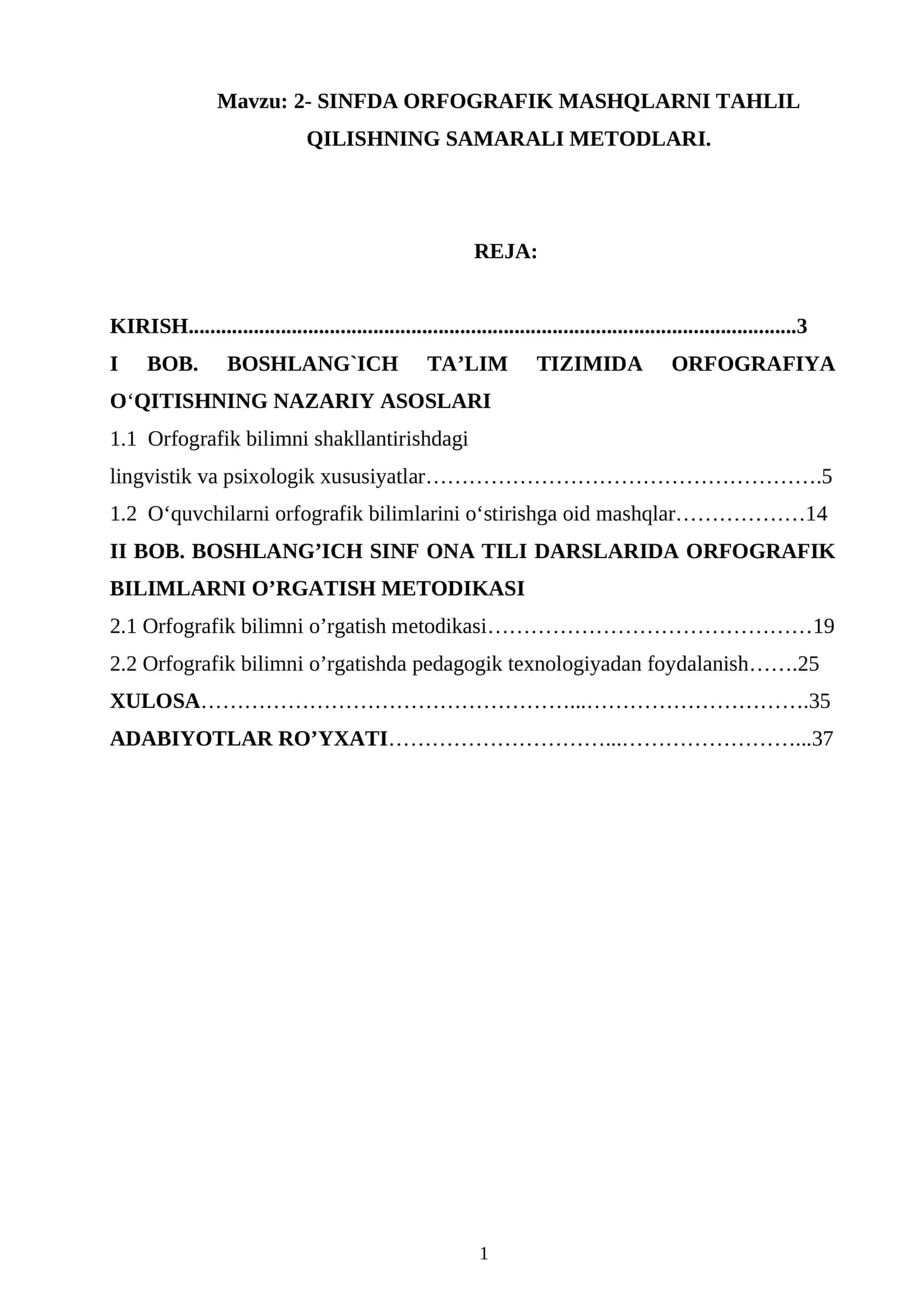 2- SINFDA ORFOGRAFIK MASHQLARNI TAHLIL QILISHNING SAMARALI METODLARI