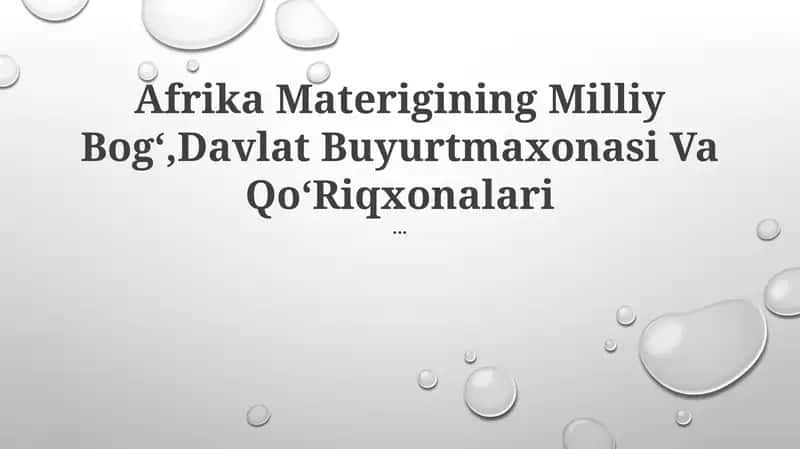 Afrika Materigining Milliy Bogʻlari