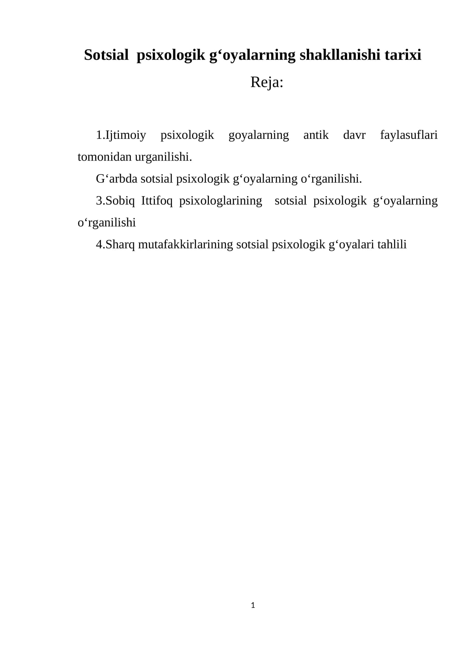 Sotsial psixologik g'oyalarning shakllanishi tarixi