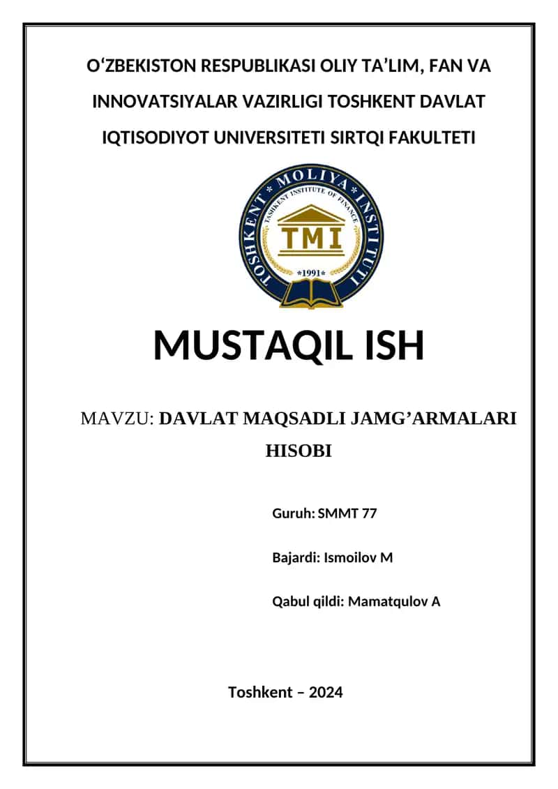 Davlat Maqsadli Jamg'armalari Hisobi