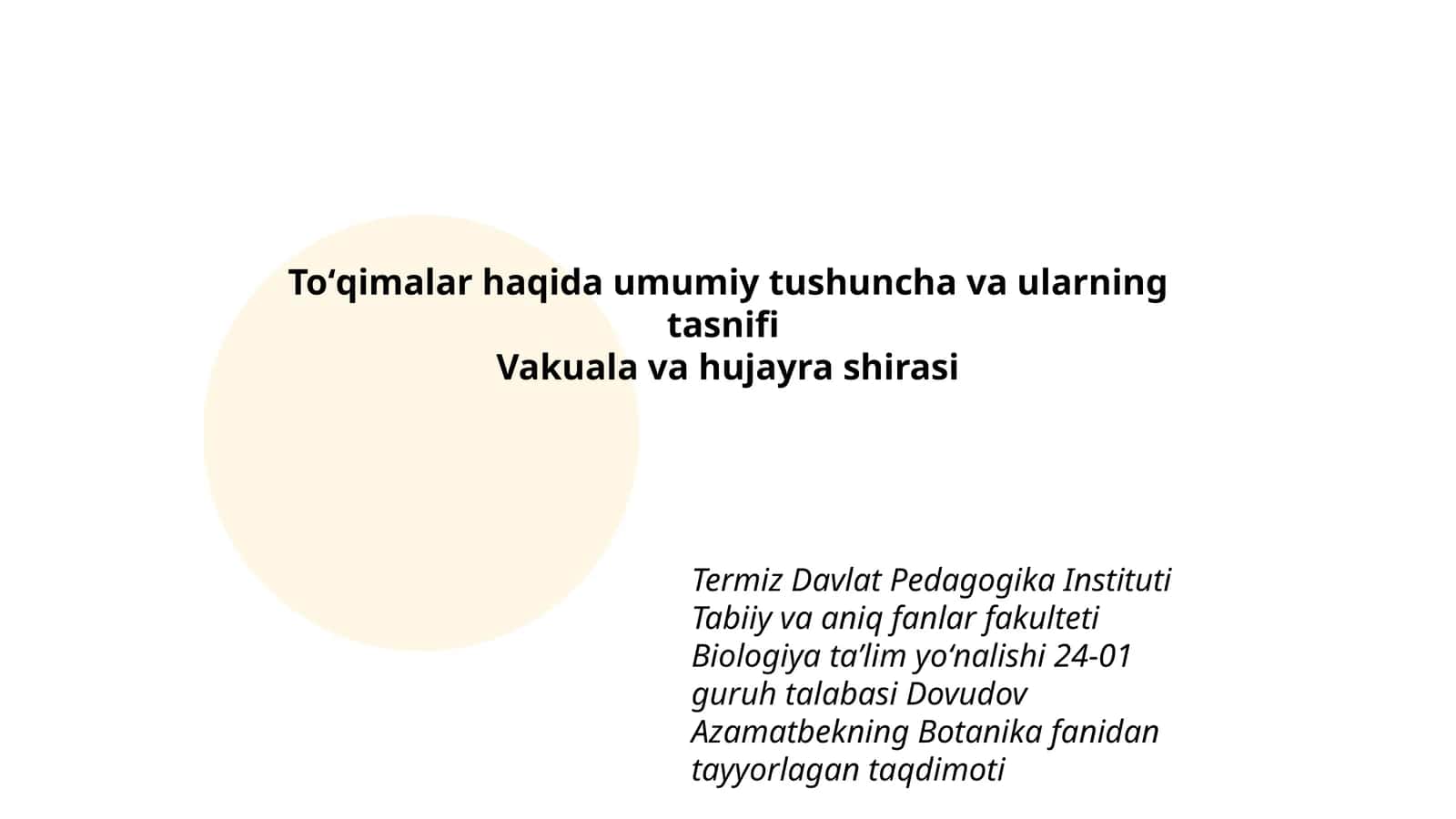 Botanika fanidan tayyorlagan taqdimot