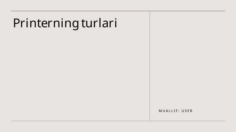Printerning turlari