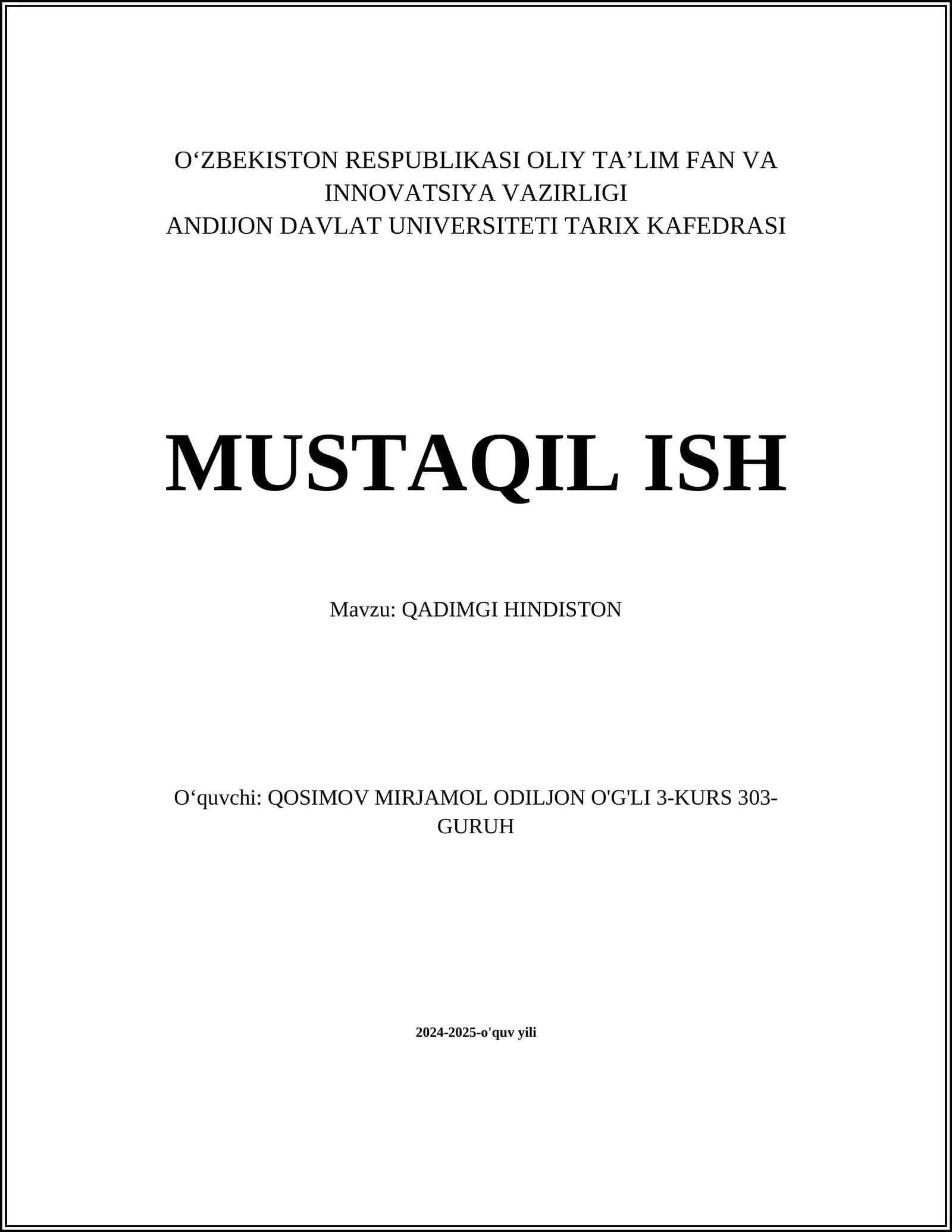 QADIMGI HINDISTON
