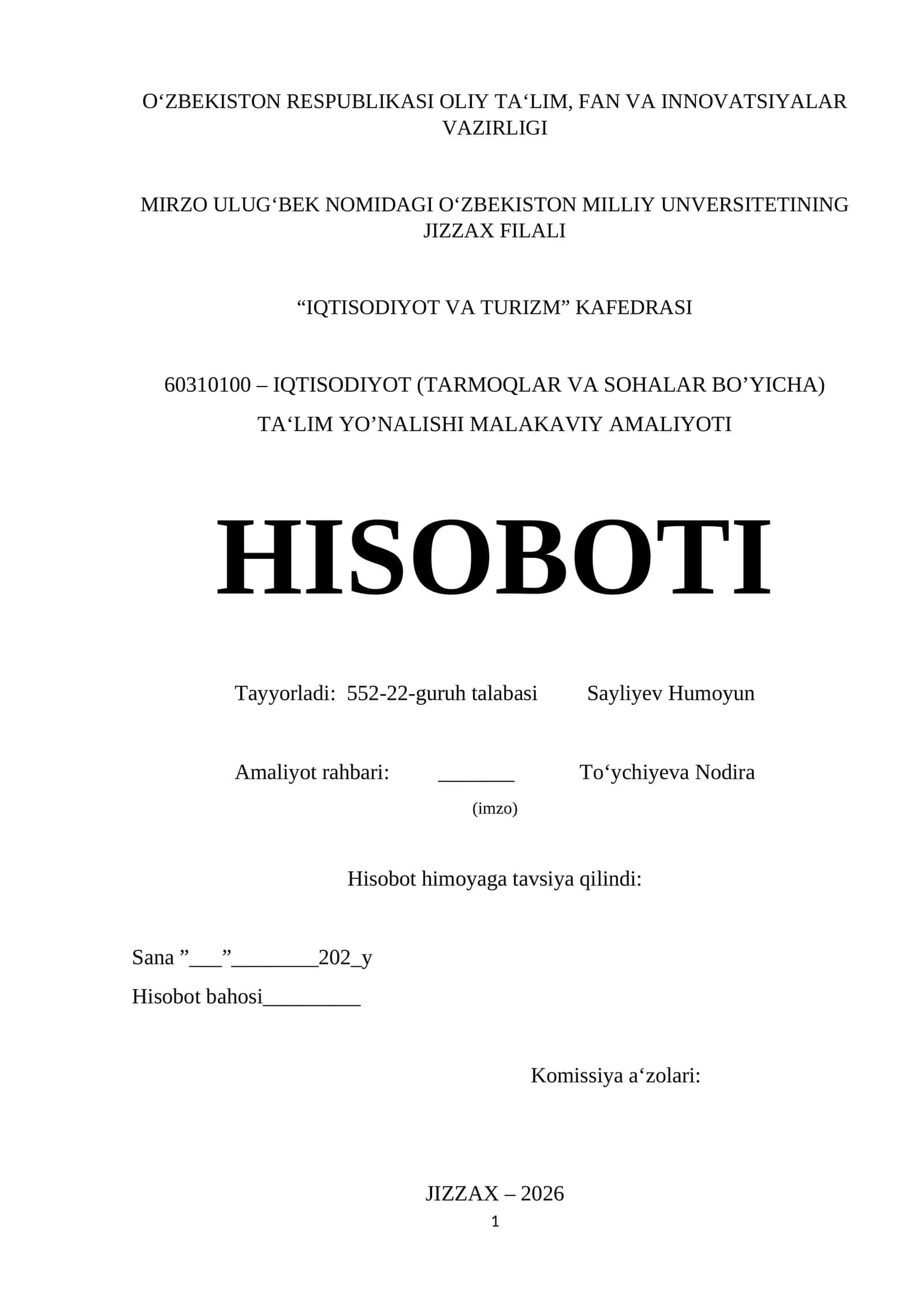 AMALIYOT HISOBOTI. Mastery International School. maktabi boʻyicha