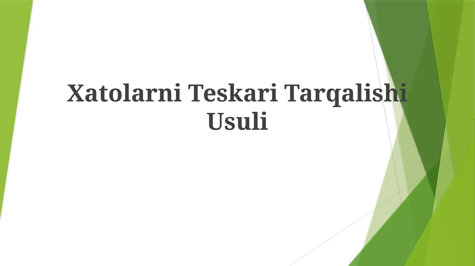 Xatolarni Teskari Tarqalishi Usuli