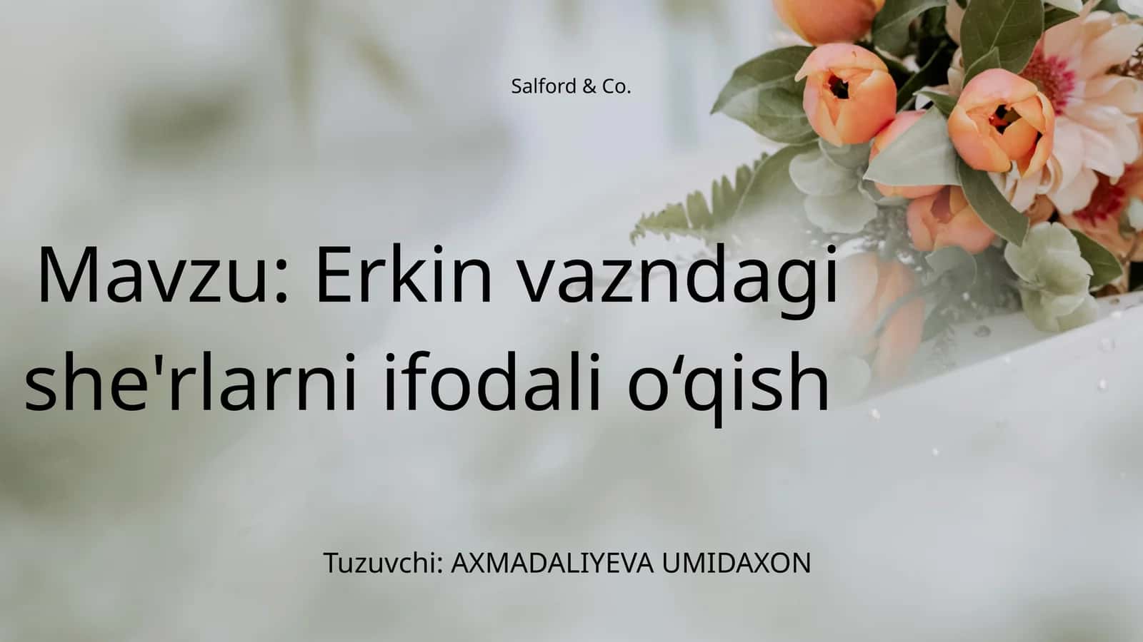 Erkin vazndagi she'rlarni ifodali o‘qish