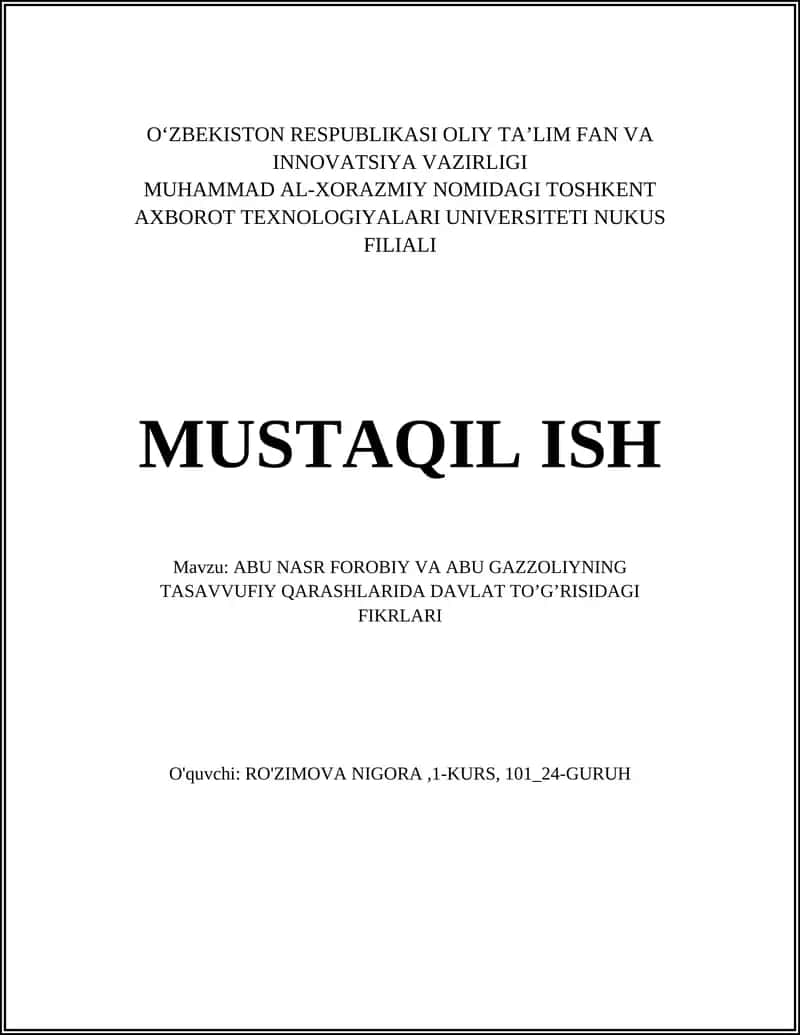 Abu Nasr Forobiy va Abu G'azzoliyning Davlat Tasavvurlarida Fikrlari
