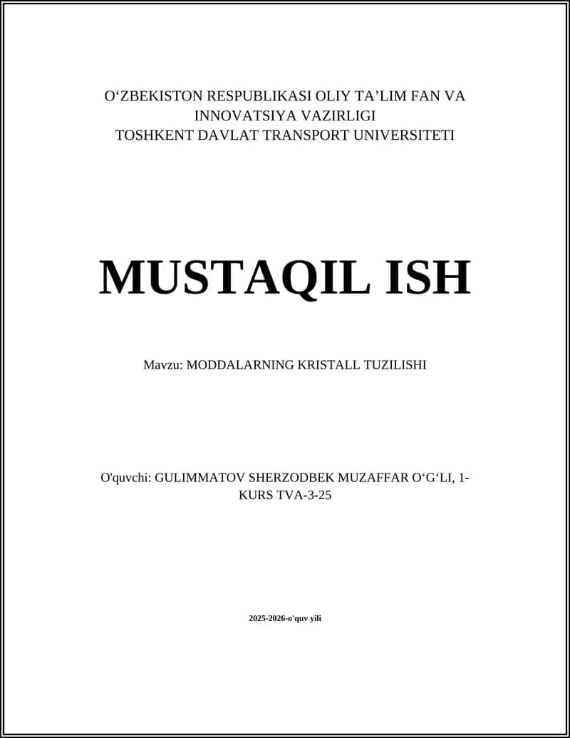 MODDALARNING KRISTALL TUZILISHI