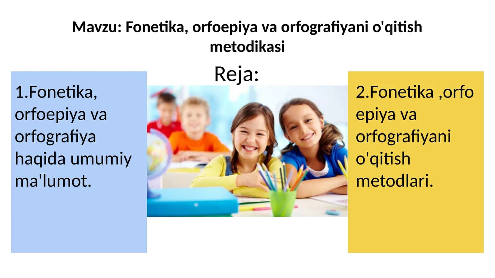 Fonetika, orfoepiya va orfografiyani o'qitish metodikasi