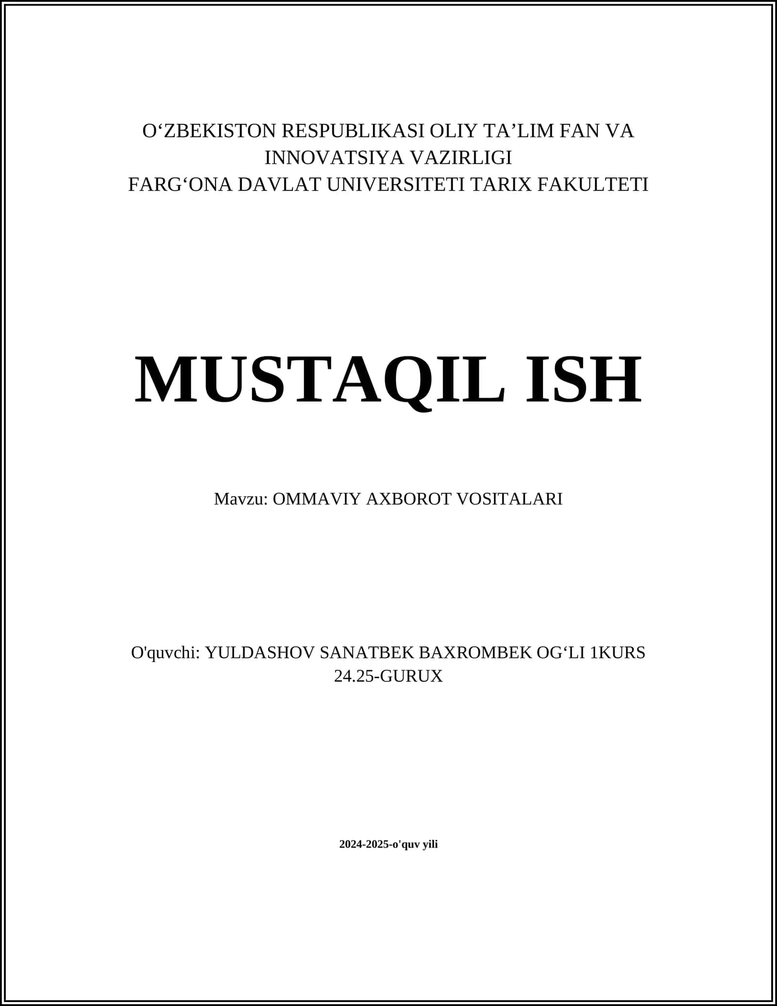 OMMAVIY AXBOROT VOSITALARI