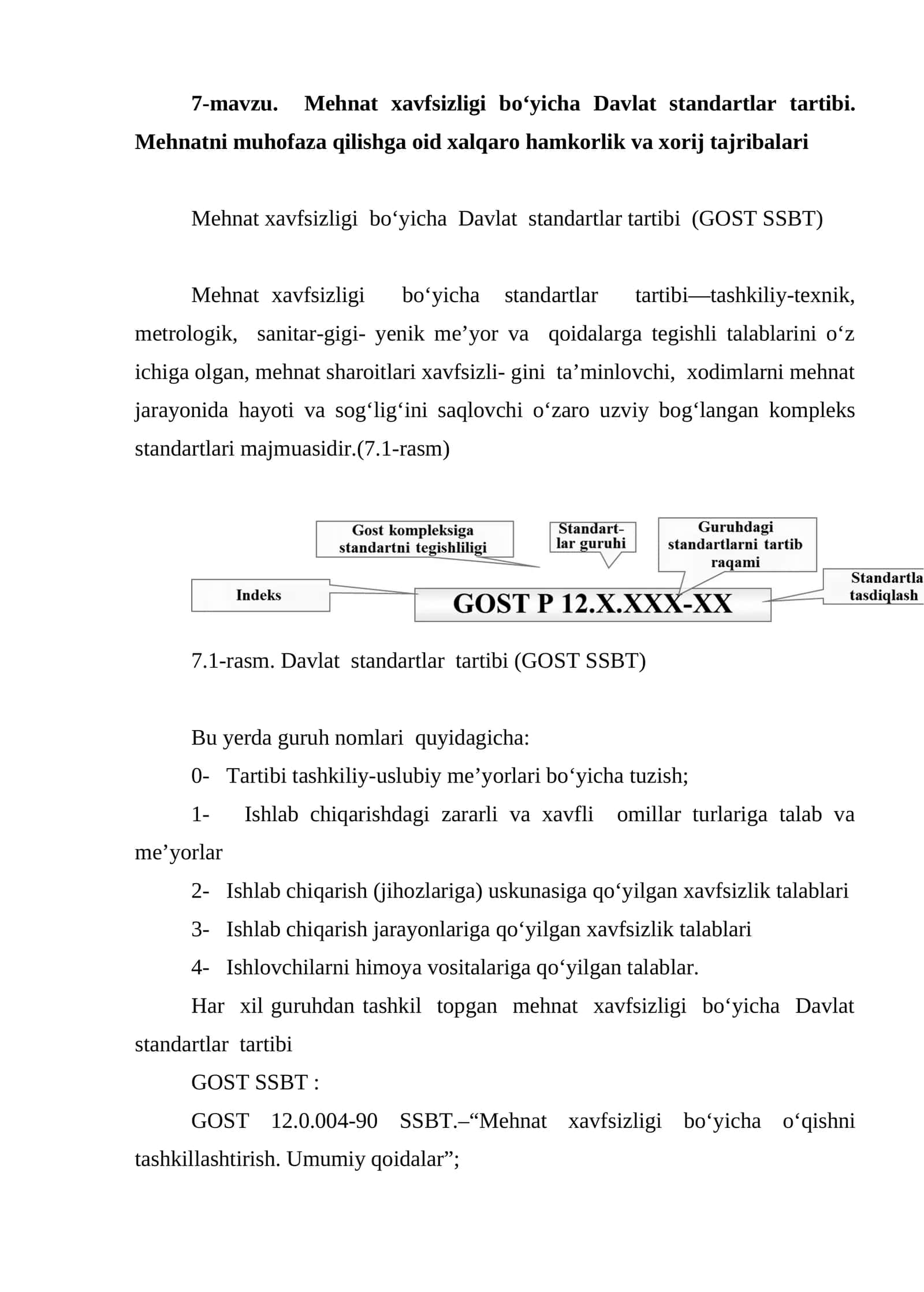 Mehnat xavfsizligi bo‘yicha Davlat standartlar tartibi