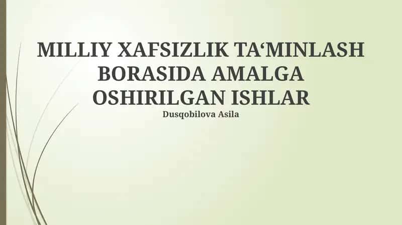 Milliy Xafsizlik Ta'minlash Borasida Amalga Oshirilgan Ishlar