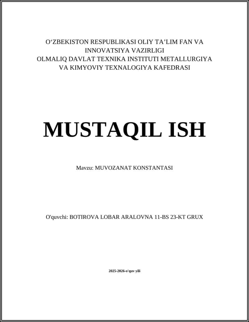 MUVOZANAT KONSTANTASI