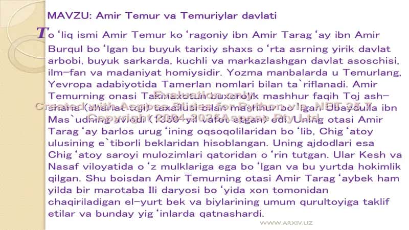 Amir Temur va Temuriylar davlati