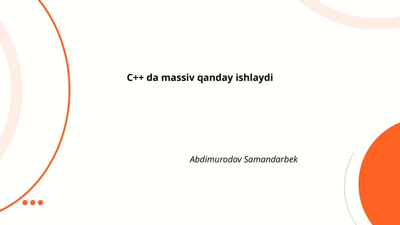 C++ da massiv qanday ishlaydi