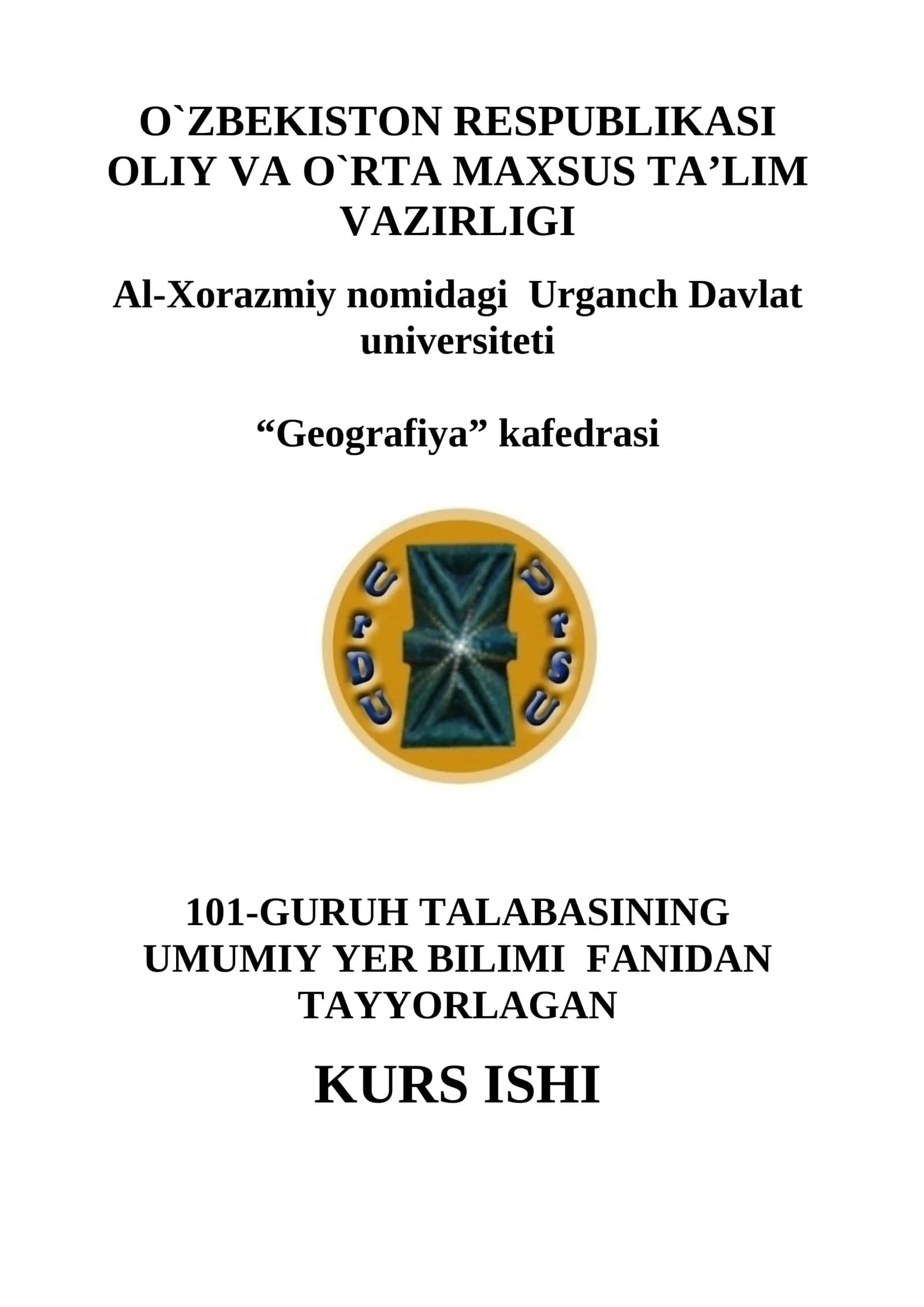 Ekologik muammolar Kurs ishi