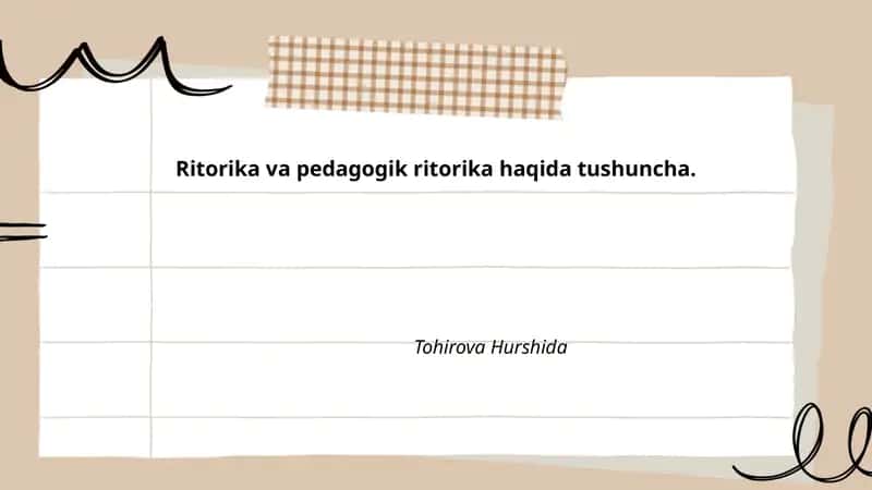 Ritorika va pedagogik ritorika haqida tushuncha